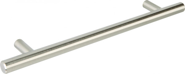 Flat end T bar handle, brushed steel