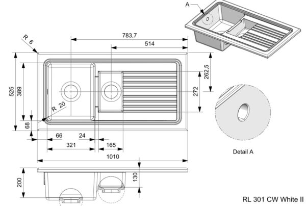 Reginox Contemporary RL 301 CW II Ceramic Sink