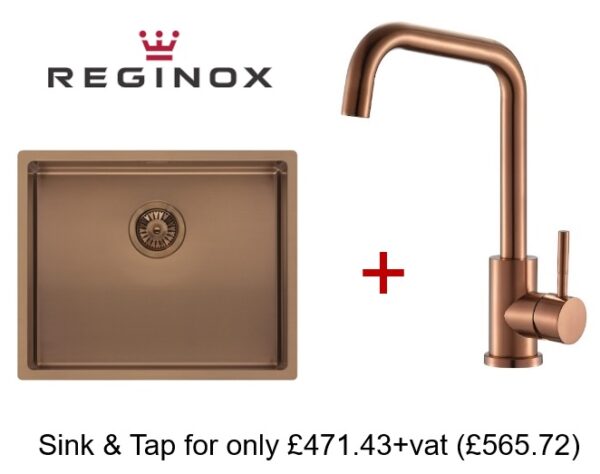 Reginox Miami 50 x 40 Sink & Salina Tap Pack in Copper